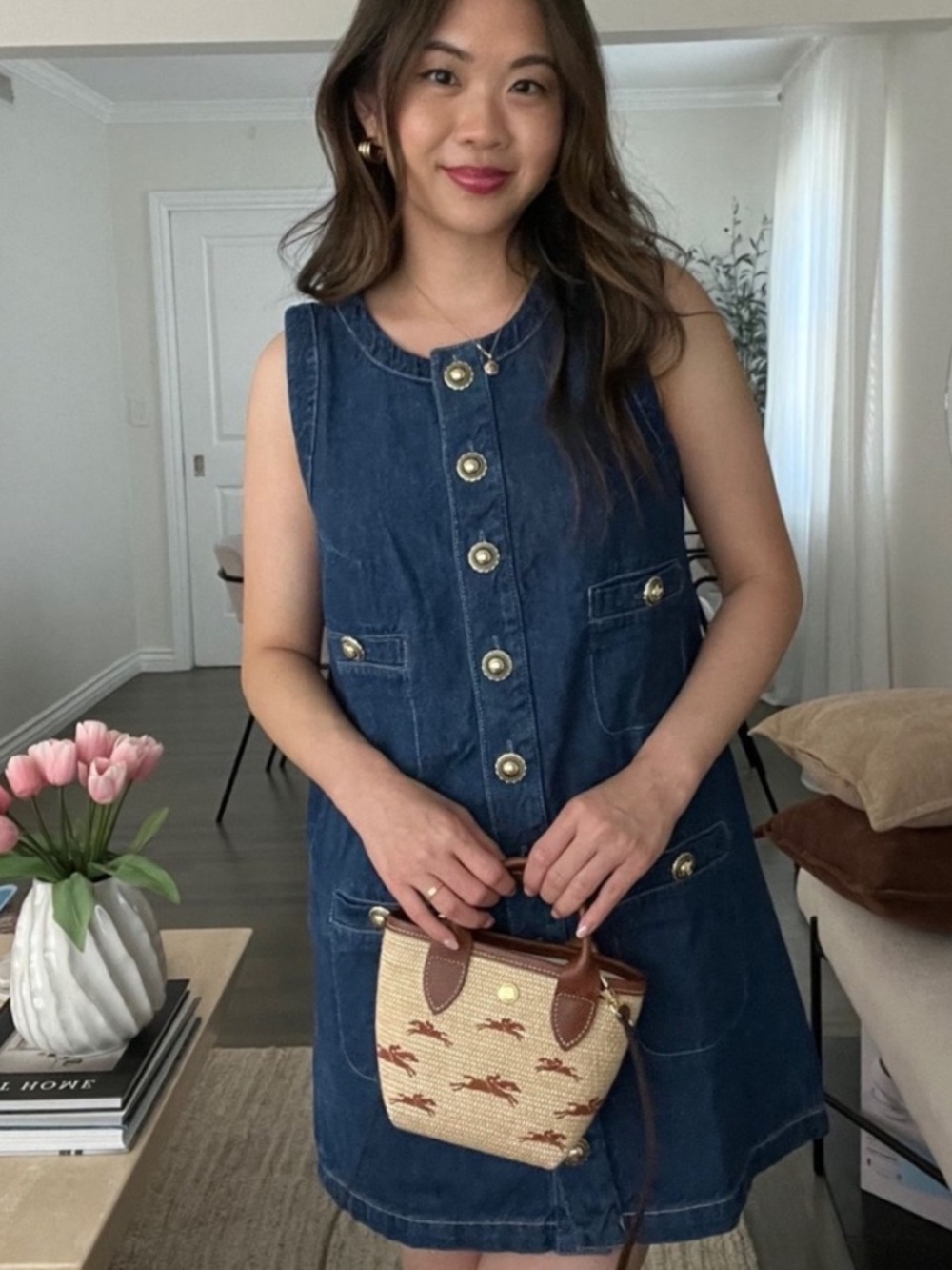 Reformation Tropez Denim Mini Dress In Salinas View 2